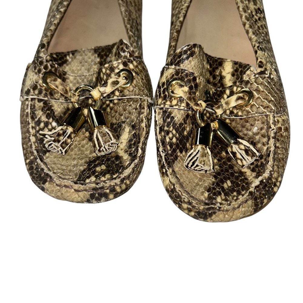 Stuart Weitzman Cream Brown Python Snakeskin Tass… - image 3